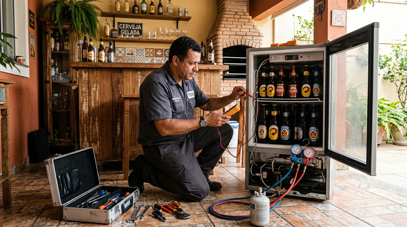 Aplicação de gás refrigerante em cervejeira atendida em Praia Grande‑SP